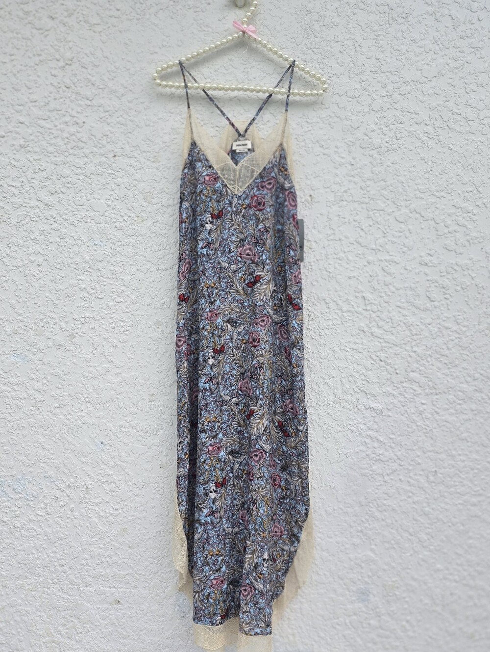 NWT Zadig & Voltaire Ristyl Printed Lace Trim Slip Maxi Dress Multi Color XS - Picture 8 of 14
